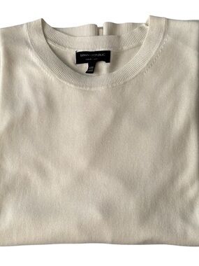 Banana Republic Women's Classic Short Sleeve Crew Neck Forever Sweater Off-White